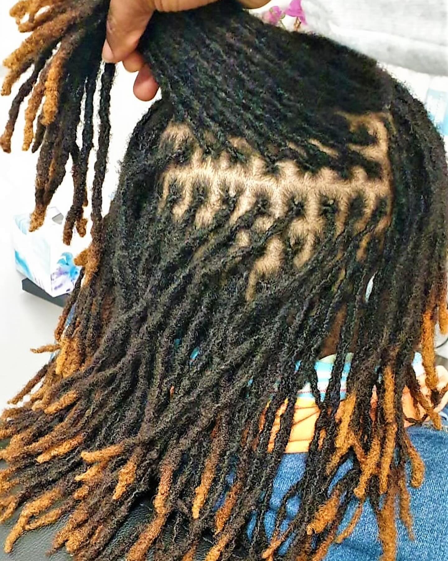 Close-up of styled dreadlocks